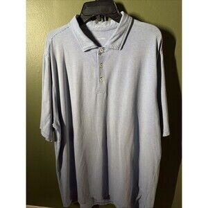 B. Draddy Tommy Golf Polo Shirt Mens Large Blue Striped Pima Cotton Stretch Logo
